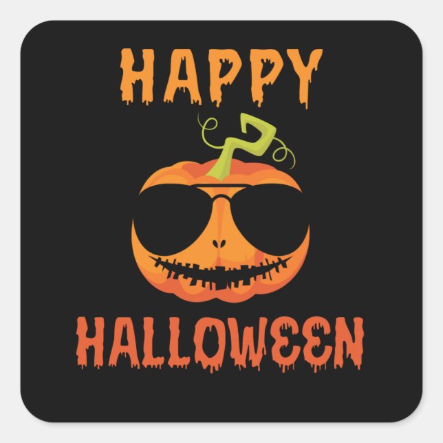 Happy Halloween Coolest Pumpkin Square Sticker (Front)