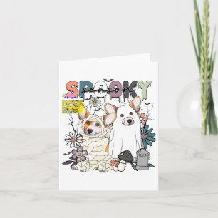 Happy Halloween Corgi Ghost Spooky Season Fall Aut Card