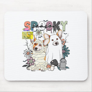 Happy Halloween Corgi Ghost Spooky Season Fall Aut Mouse Pad