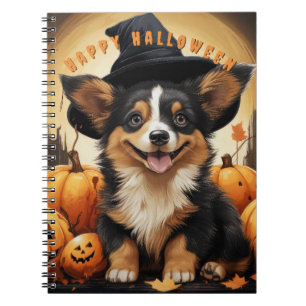 Happy Halloween Corgi In Pumpkin Patch Notebook