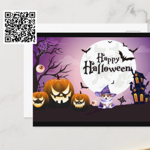 Happy Halloween Corgi Witch Postcard