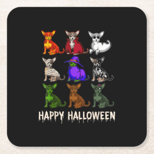 Happy Halloween Costume Chihuahua Dog Lovers Square Paper Coaster