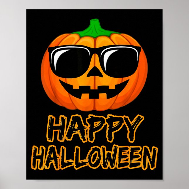 Happy Halloween Costume Funny Pumpkin Men Women Bo Poster (Front)