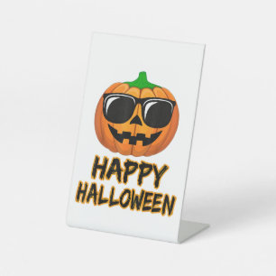 Happy Halloween Costume Funny Pumpkin Pedestal Sign