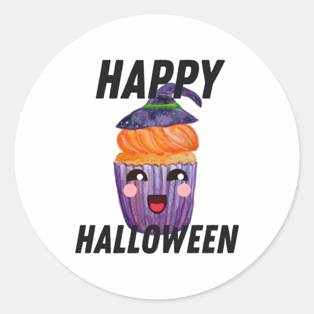 Happy Halloween Costume Halloween Cupcake Classic Round Sticker (Front)