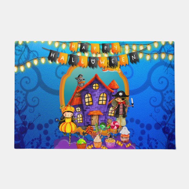 Happy Halloween Costume kids Party Celebration Doormat (Front)