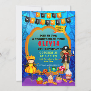 Happy Halloween Costume kids Party Celebration Invitation