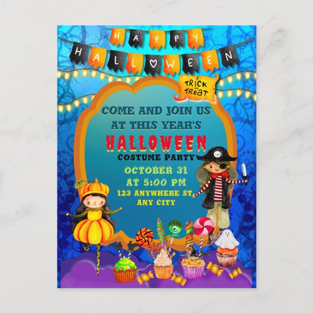 Happy Halloween Costume kids Party Celebration Postcard (Front)