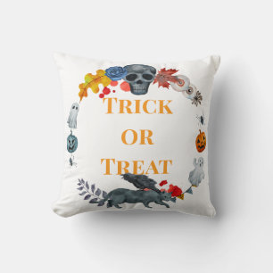 Happy Halloween Costume Party Pumpkin and Ghosts Cushion