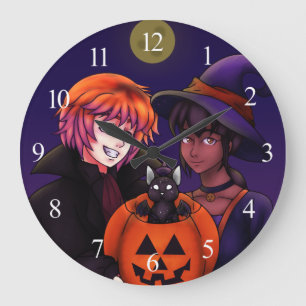 Happy Halloween Costumes Large Clock