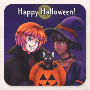 Happy Halloween Costumes Square Paper Coaster