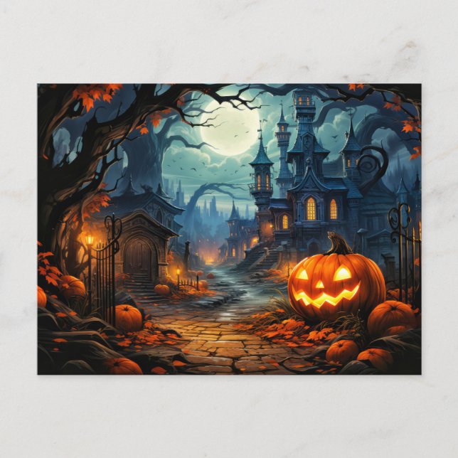 Happy Halloween | Creepy Haunted Dwellings Postcard (Front)