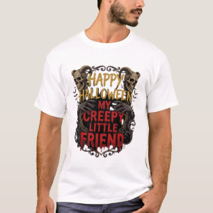 Happy Halloween Creepy Little Friend Horned Skulls T-Shirt