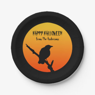 Happy Halloween Crow Paper Plate
