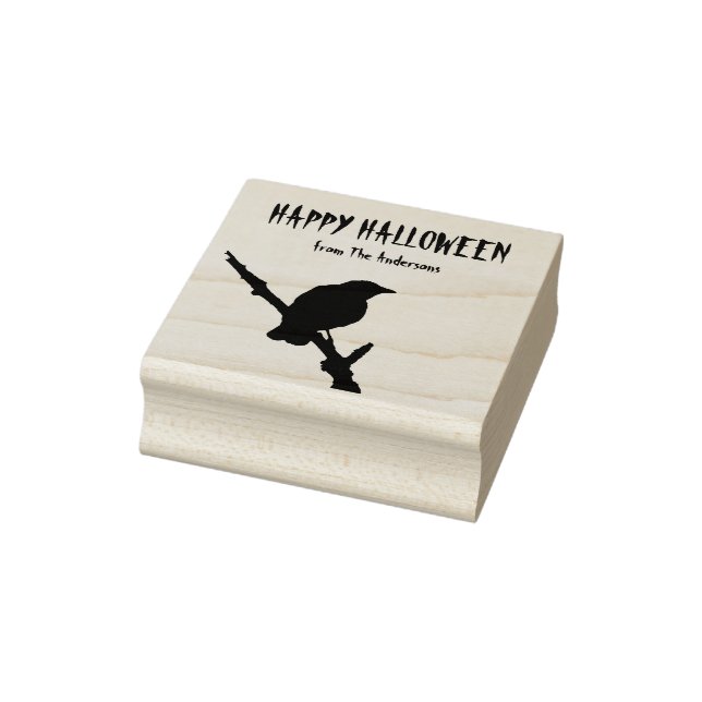 Happy Halloween Crow Wood Art Stamp (Stamp)