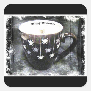 HAPPY HALLOWEEN CUP GREETING SQUARE STICKER