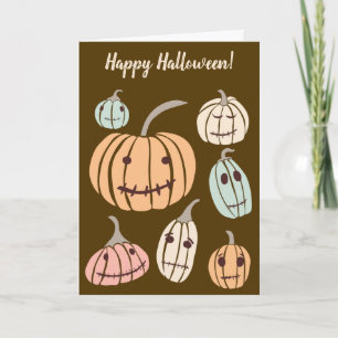 Happy Halloween Custom Message Pastel Pumpkins Card