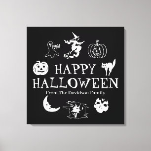 Happy Halloween custom name black spooky decor