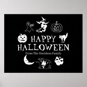 Happy Halloween custom name black spooky Poster