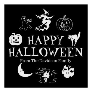 Happy Halloween custom name black spooky Poster