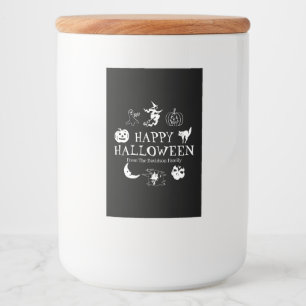 Happy Halloween custom name black white spooky Food Label