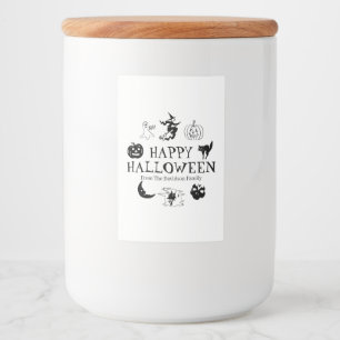 Happy Halloween custom name black white spooky Food Label