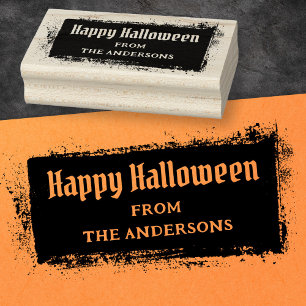 Happy Halloween custom name dirty gritty grunge Rubber Stamp