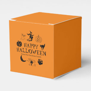 Happy Halloween custom name orange treat Favour Box