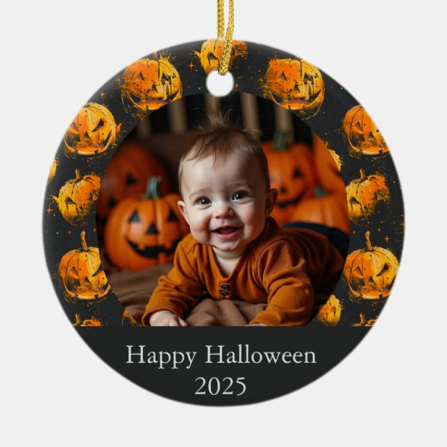 Happy Halloween Custom Pumpkins Ornament (Front)