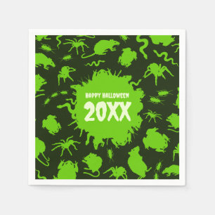 Happy Halloween Custom Year Green Creepy Crawlies Napkin