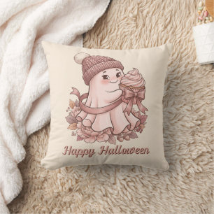 Happy Halloween Cute Autumn Harvest Ghost&Cupcake Cushion
