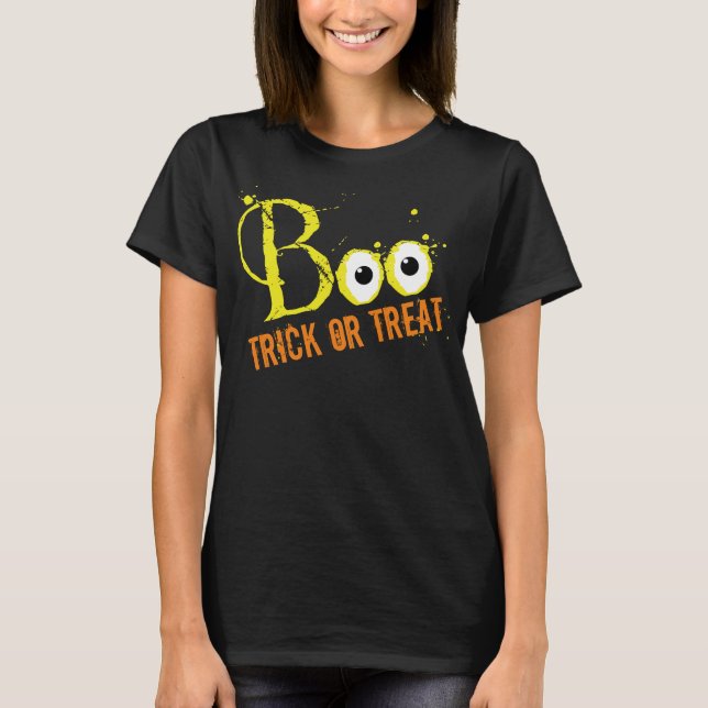 Happy Halloween Cute Boo Eyeball Trick or Treat T-Shirt (Front)