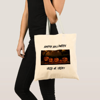 Happy Halloween, Cute Carved Pumpkins Tote Bag