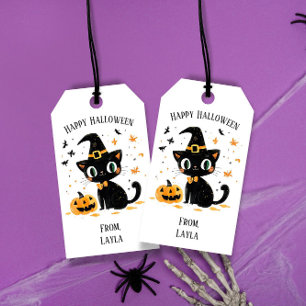 Happy Halloween Cute Cat Gift Tags