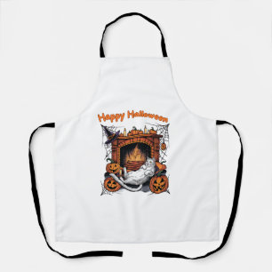 Happy Halloween Cute Cat Witch Apron