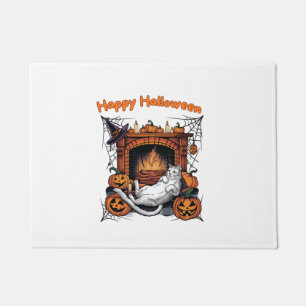Happy Halloween Cute Cat Witch Doormat