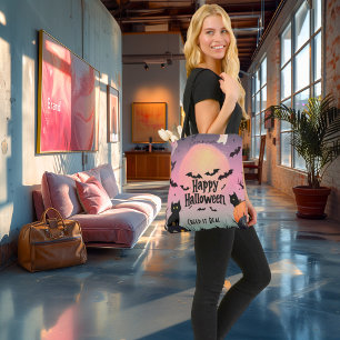 Happy Halloween – Cute Cats, Bats & Pumpkin Night Tote Bag