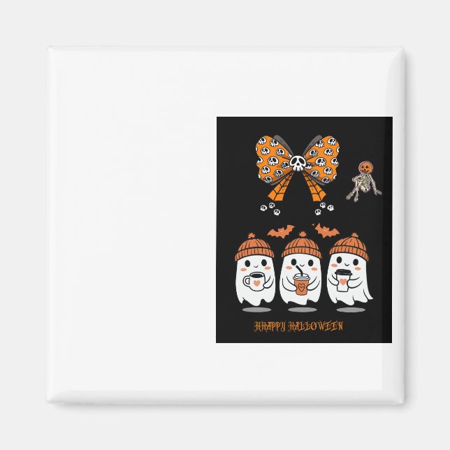 Happy Halloween – Cute Coffee Ghosts Magnet (Front)