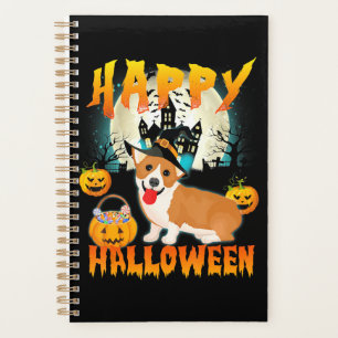 Happy Halloween Cute Corgi Witch Pumpkin Ghost Planner