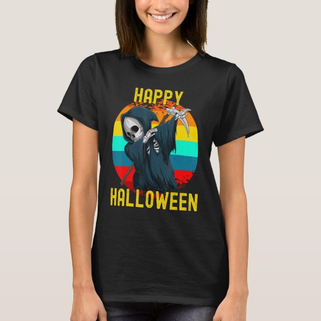 Happy Halloween Cute Dabbing Grim Reaper For Kids  T-Shirt (Front)