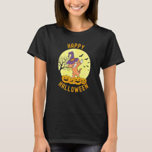 Happy Halloween Cute Dabbing Puppy Witch Pumpkins T-Shirt
