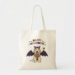 Happy Halloween Cute Dog Bat Trick-or-Treat  Tote Bag