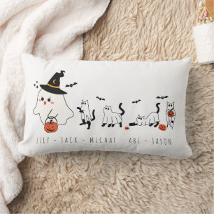 Happy Halloween Cute Ghost Cats Lumbar Cushion