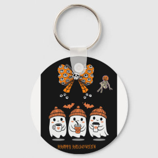 Happy Halloween - cute ghost coffee Key Ring