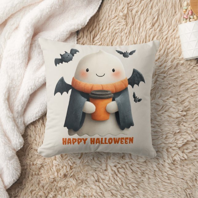 Happy Halloween Cute Ghost Design Cushion (Blanket)