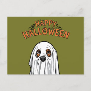 Happy Halloween Cute Ghost Dog  Holiday Postcard
