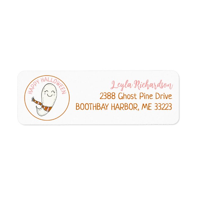 Happy Halloween Cute Ghost Return Address Return Address Label (Front)