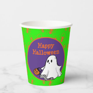 Happy Halloween Cute Ghost Trick or Treat Party Paper Cups