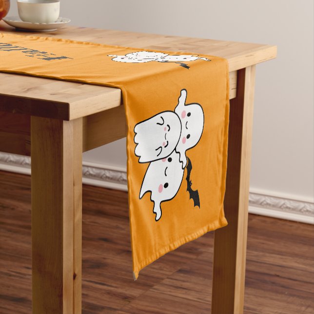 Happy Halloween Cute Ghosts and Bats Short Table Runner (In Situ)
