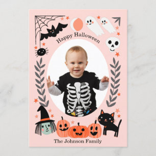 Happy Halloween cute kids photo card